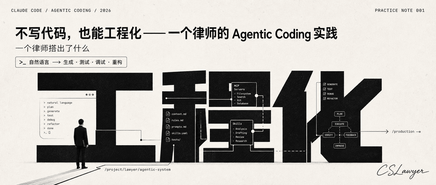 不写代码，也能工程化——一个律师的 Agentic Coding 实践封面图