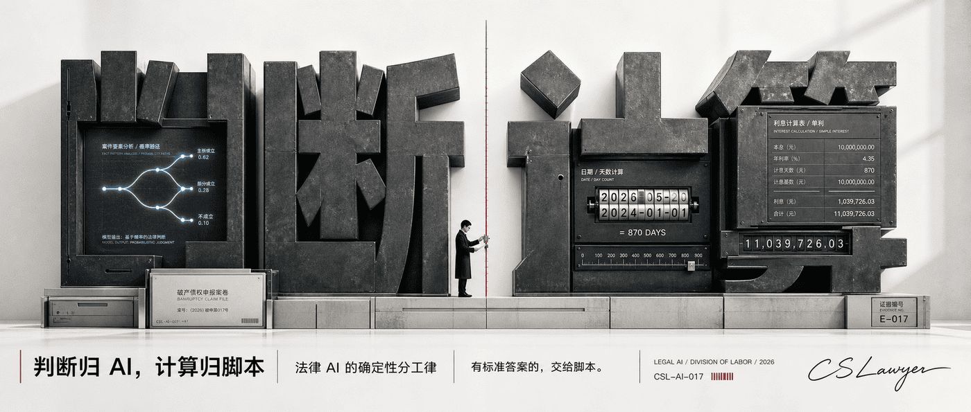 判断归 AI，计算归脚本——法律 AI 的确定性分工律封面图